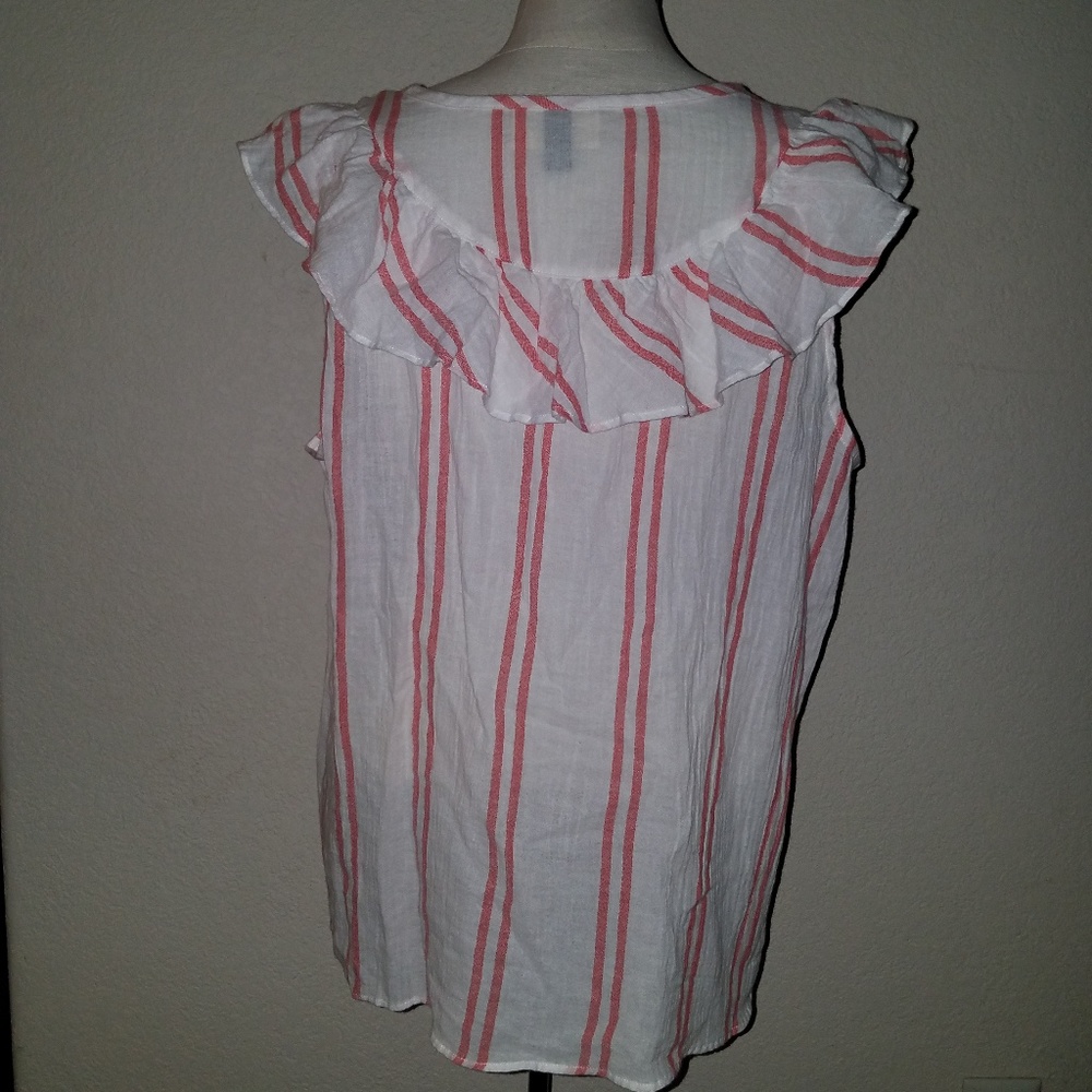Universal Thread Ruffle Bib Top Red Striped XL - Picture 5 of 8